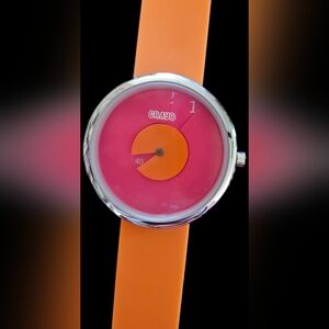 Crayo Pinwheel Silicone Strap Watch-Pink & Orange